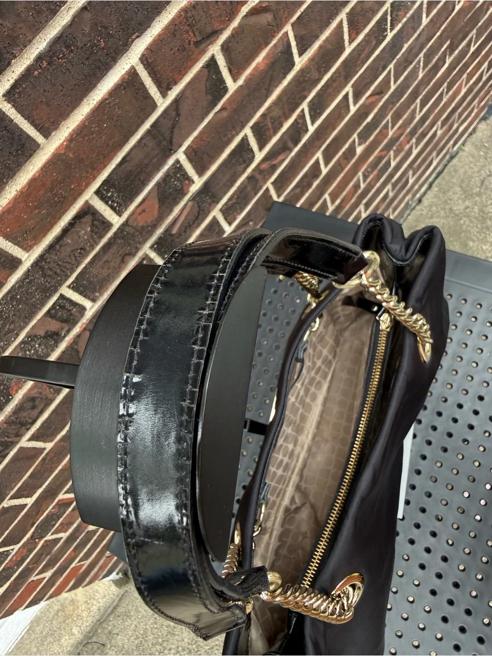 Kate Spade Lindenwood Elena Black Nylon Chain Tote WKRU1319